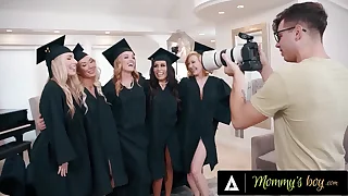 MOMMY'S BOY - Excited Graduating MILFs Volte-face GANGBANG Their Photographer To Memorialize The Occasion
